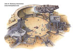 Docking Bay 94 - This piece was originally commissioned to be a vignette illustration on the same page as Mos Eisley in the Inside the Worlds of the Star Wars Trilogy Episodes IV-VI title. In time, we realised that there wouldn't be space for it on the spread. I coloured it anyway and sold it to a collector at the Galaxy of Stars event in Weston-Super-Mare in April 2005.