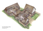 Dorchester Roman Villa - This piece shows the conservation work that has been carried out to the remains of a Roman Villa in Dorchester, Dorset. A permanent structure has been constructed to protect the well preserved mosaics as well as giving visitors an idea of how the building's roofline would have appeared.